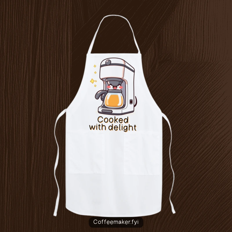 Funny Kawaii Coffee Maker Apron with a character happily bubbling with joy, making kitchen tasks humorous.