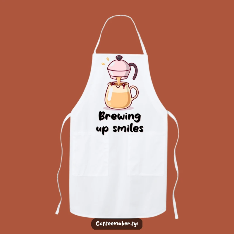 Funny Kawaii Coffee Pot Apron Pouring Happiness - Chef Gift!
