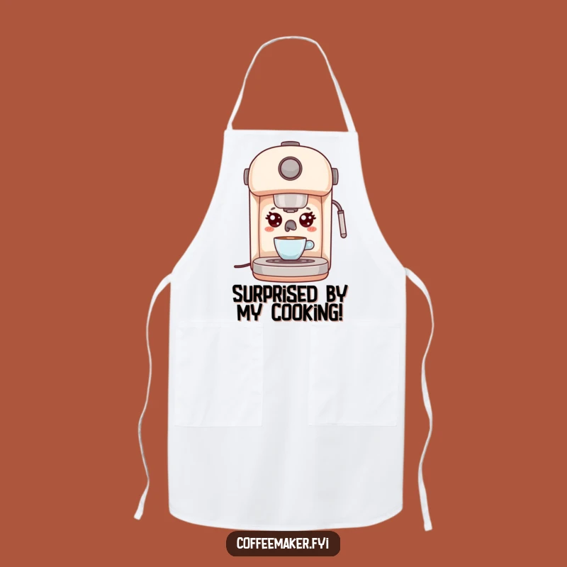 Funny Kawaii Espresso Machine Apron - Surprised Kitchen Fun Gift