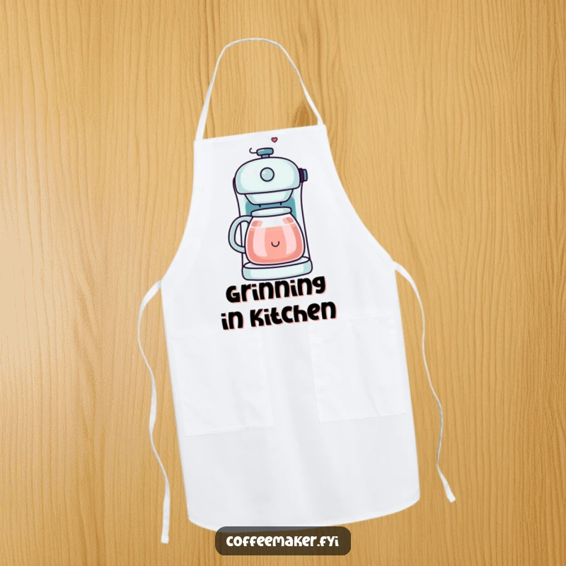 Funny Kawaii Coffee Maker Apron with steam forming a smiley face, perfect for adding a cheerful touch to cooking.