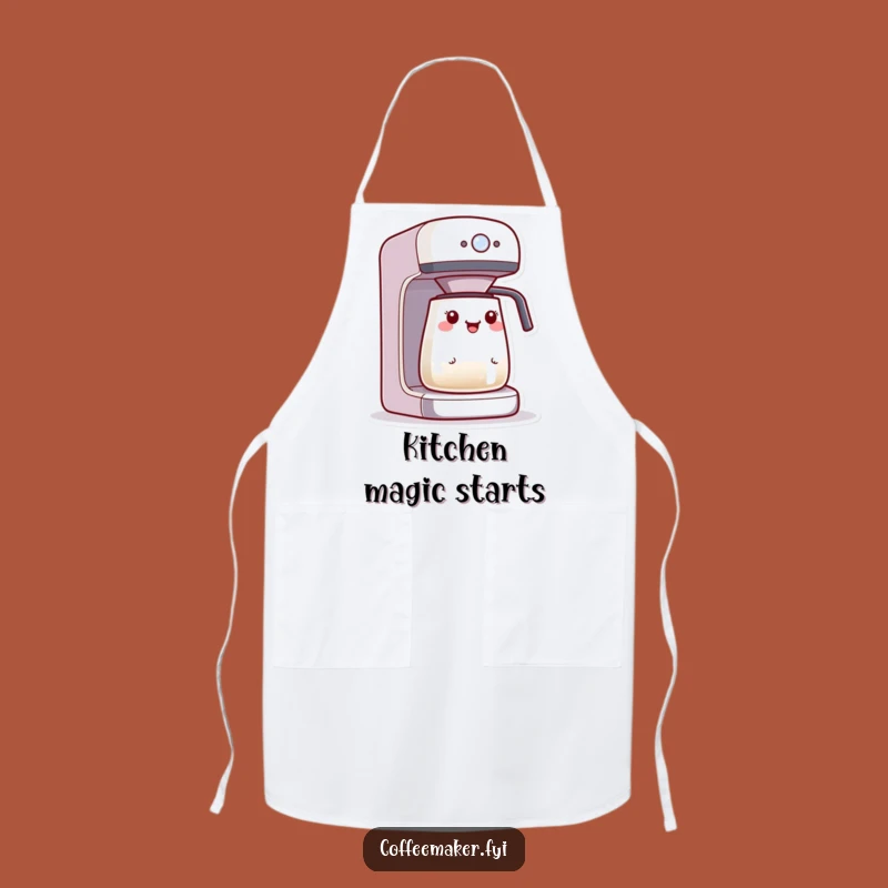 Funny Kawaii Coffee Maker Apron: Brewing Excitement, Blinking Light Chef's Gear, Kitchen Gift