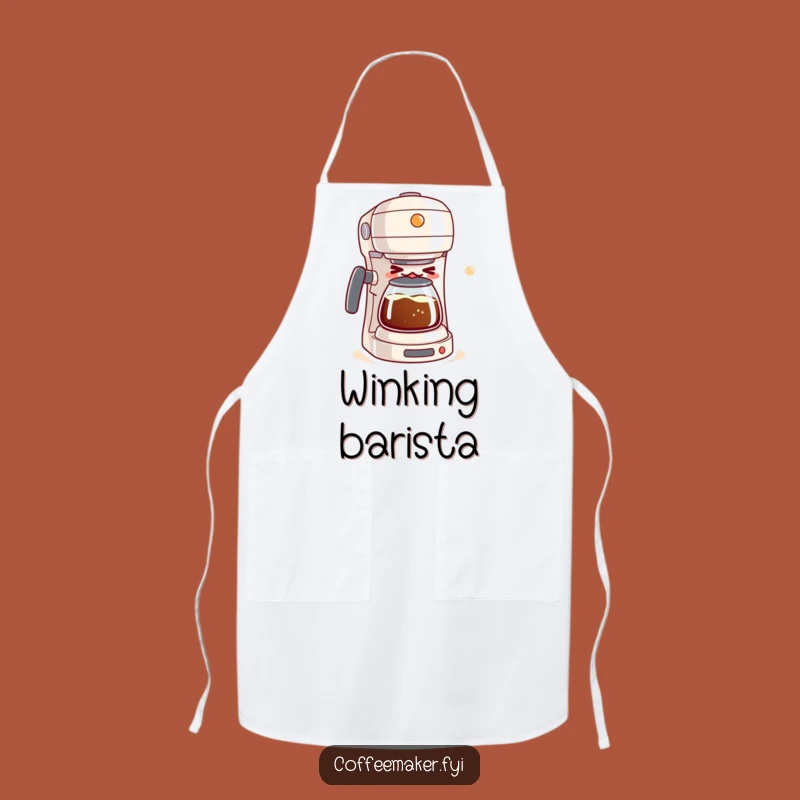 Funny Kawaii Coffee Maker Apron: Brew & Smile with This Winking, Bubbly Kitchen Essential!