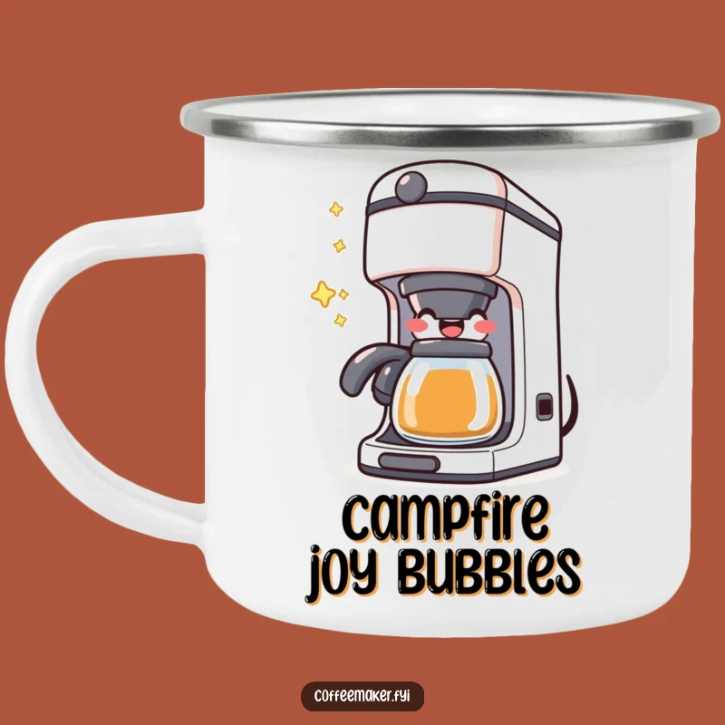 Funny Kawaii Coffee Maker Camping Mug: Bubbling Outdoors, Hilarious Adventure Cup