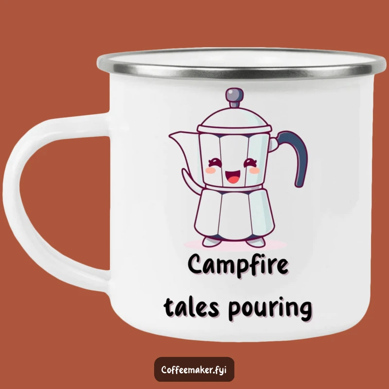 Funny Enamel Camping Mug - Coffee Pot Gesture Fun