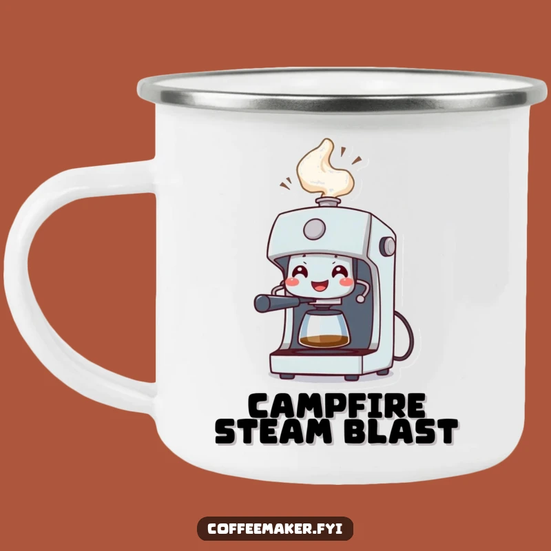 Funny Coffee Machine Camping Mug - Celebratory Outdoor Steam Gift
