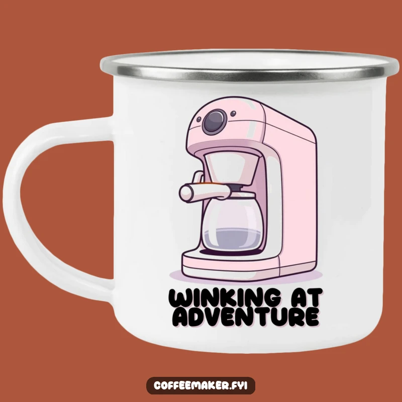 Funny Coffee Maker Camping Mug - Winking Adventure, Outdoor Coffee Companion