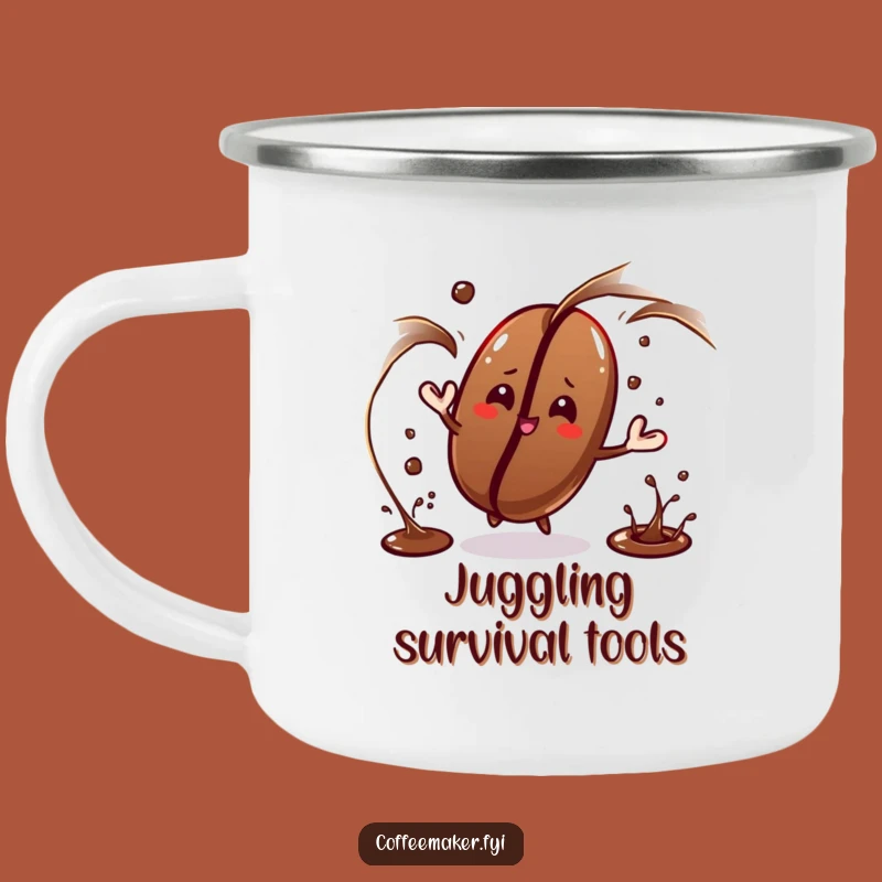 Funny Juggling Coffee Bean Camping Mug: Skillful Sips Outdoors