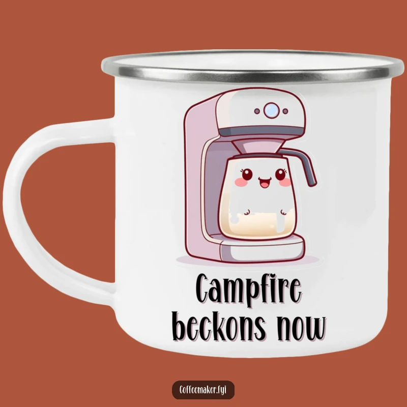 Funny Kawaii Coffee Maker Camping Mug: Adventure Excitement, Blinking Light Camp Cup, Outdoor Gift