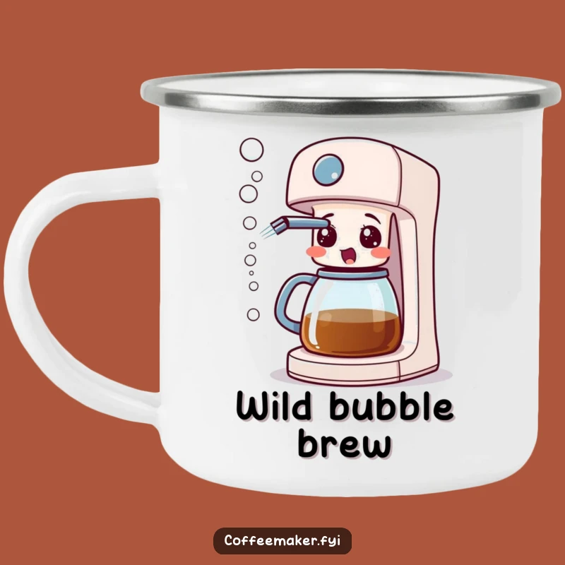 Funny Surprised Coffee Maker Enamel Mug - Adventure with Bubbly Chaos