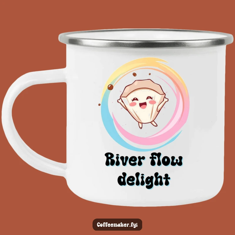 Funny Coffee Filter Camping Mug: Joyful Swirl Adventures