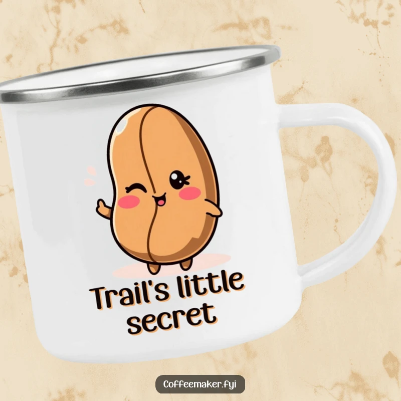Funny Kawaii coffee bean camping mug durable and fun, ready for any adventure with a wink.