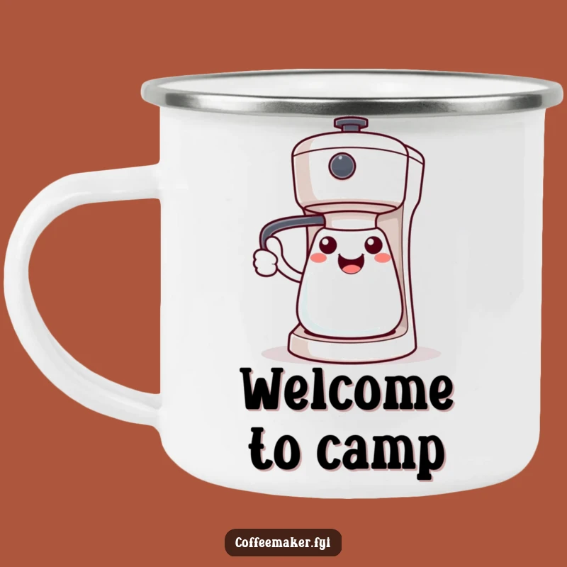 Funny Kawaii Coffee Maker Camping Mug: Welcoming Handle, Camp Comfort, Adventure Gift