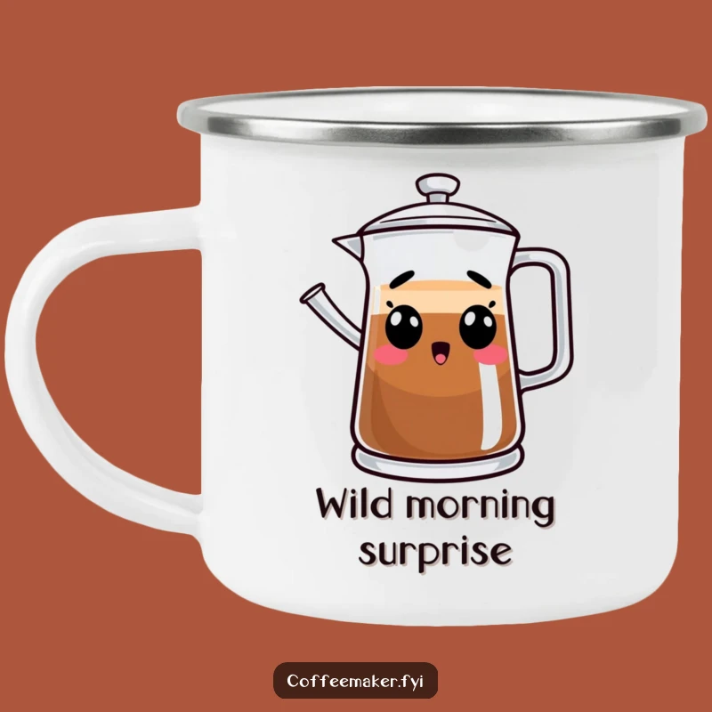 Funny Surprised Coffee Pot Camping Mug - Outdoor Brews with Comic Flair