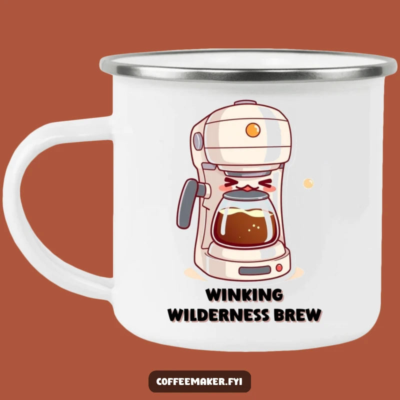 Funny Kawaii Coffee Maker Camping Mug: Winking Brew for Outdoor Adventures & Funny Gifts!