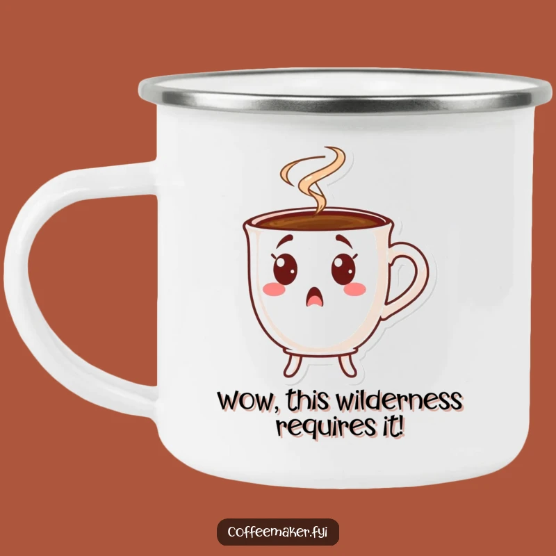 Funny Surprised Coffee Cup Camping Mug: Hilarious Outdoor Adventures