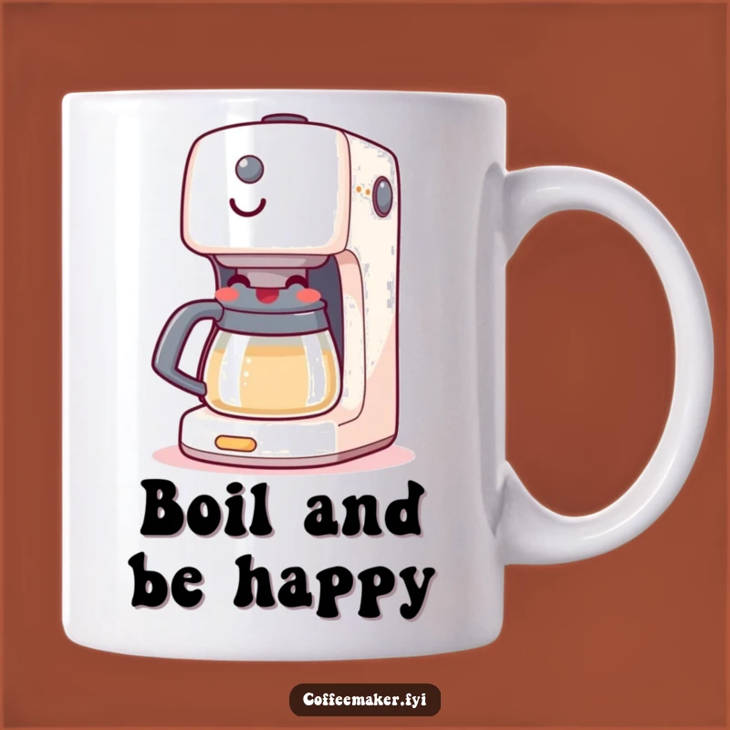 Funny Grinning Coffee Maker Mug: Happy Boiling Machine, Cheerful Gift