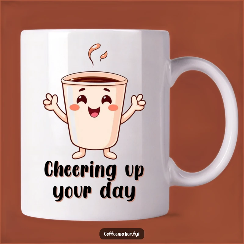 Funny Cheerful Coffee Cup Mug: Tiny Hands Celebration for Coffee Lovers