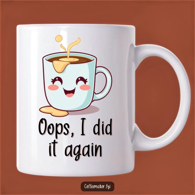 Funny Cute Coffee Mug Character Spilling Happiness - Perfect Gift Mug