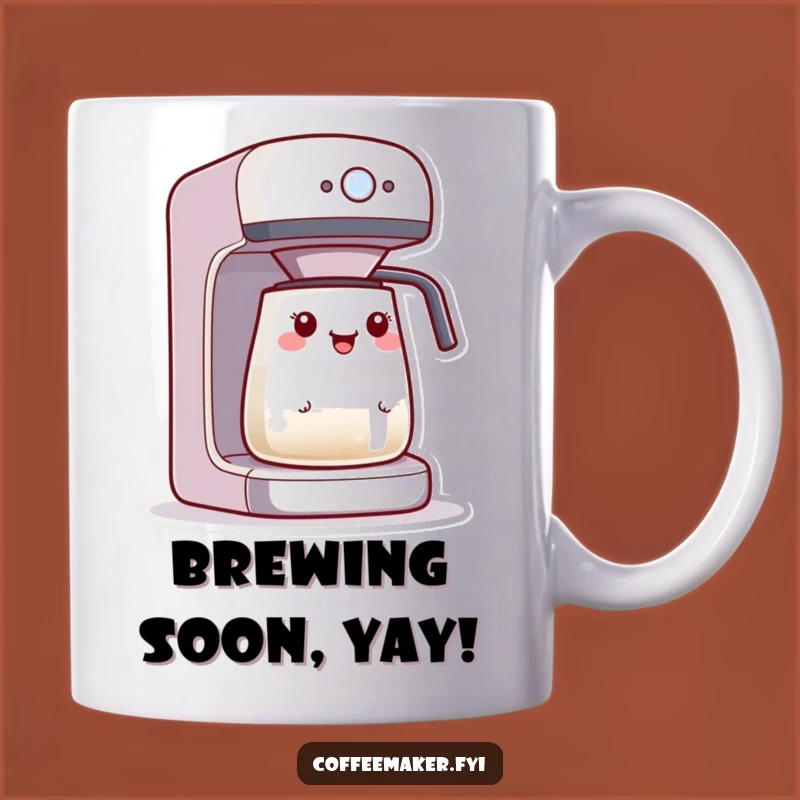 Funny Kawaii Coffee Maker Excitement Mug: Blinking Light Anticipation, Perfect Gift for Coffee Lovers