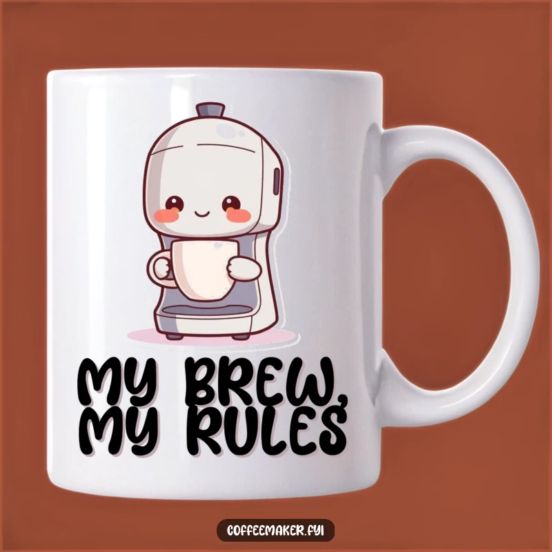 Funny Kawaii Coffee Maker Mug: Adorable Brew Master Proudly Holding Steaming Cup, Perfect Gift Idea