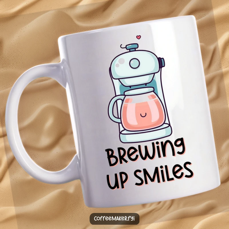Funny Kawaii Coffee Maker Mug with steam forming a happy smiley face, bringing joy and warmth to every coffee break.
