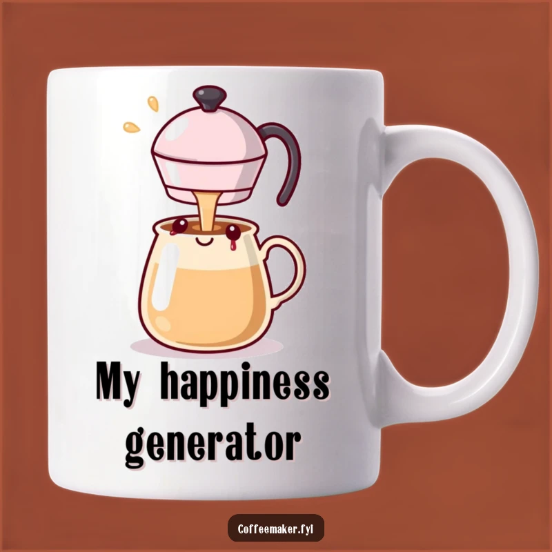 Funny Kawaii Coffee Pot Mug Pouring Happiness - Perfect Gift!
