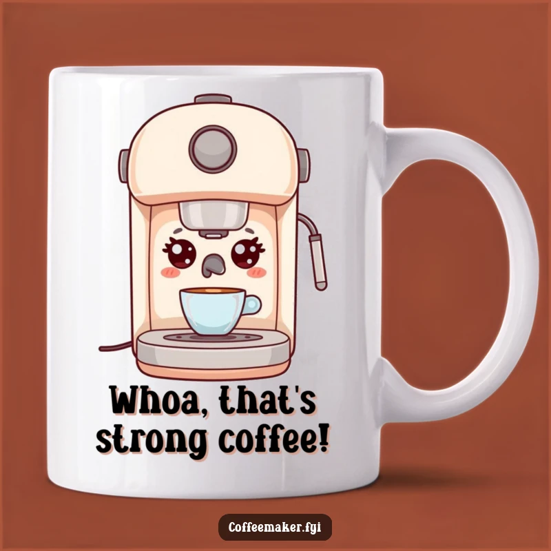 Funny Kawaii Espresso Machine Mug - Surprised Wide Eyes Coffee Gift