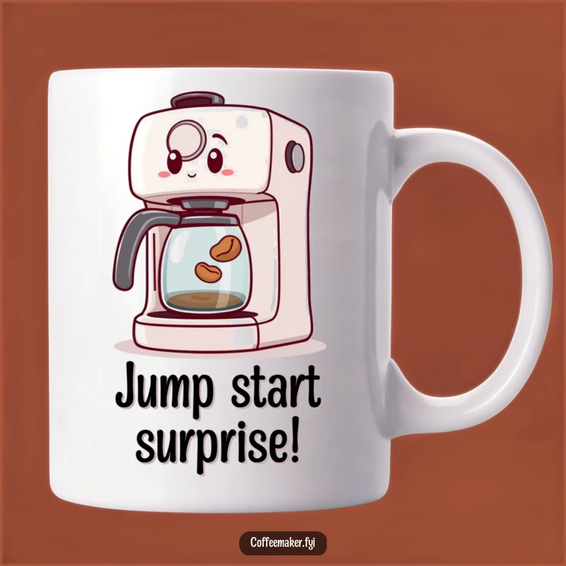Funny Surprised Coffee Maker Mug: Jumping Bean Surprise, Humorous Gift