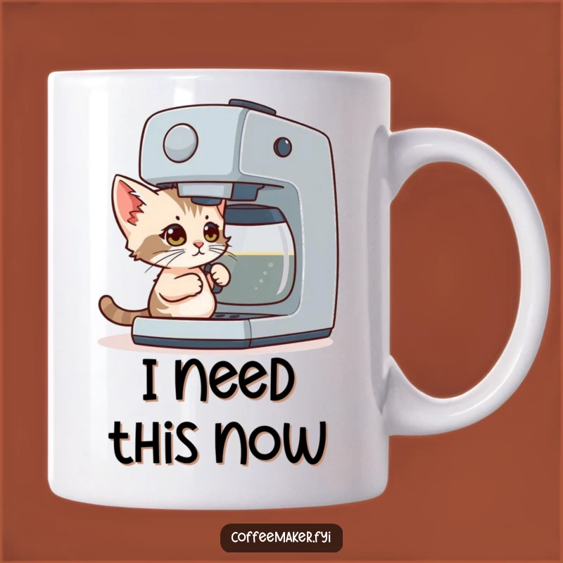 Funny Coffee Kitten Mug: Tiny Cat Operates Giant Coffee Maker, Perfect Funny Gift