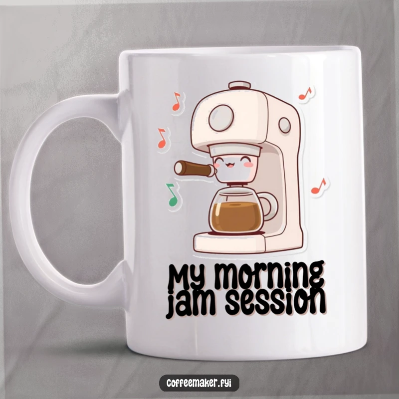 Funny Musical Coffee Maker Mug: Character dancing with musical notes, creating a harmonious and joyful coffee experience.
