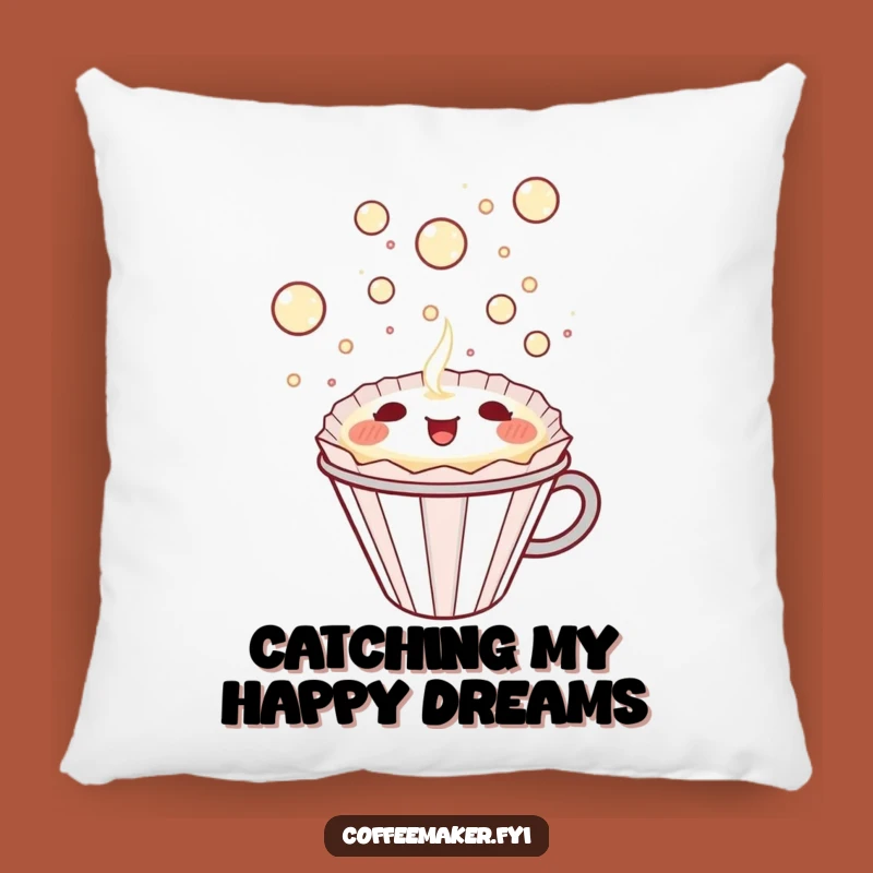 Cozy Funny Kawaii Coffee Filter Pillow - Bubbly Comfort Gift