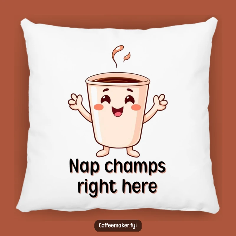 Funny Cheerful Coffee Cup Pillow: Tiny Hands Comfort for Cozy Moments
