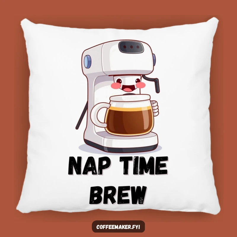 Funny Grinning Coffee Maker Pillow: Snuggle with Caffeine Comfort!