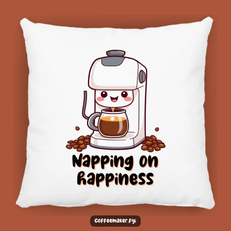 Funny Kawaii Coffee Maker Pillow: Cozy Cheer, Hilarious Comfort
