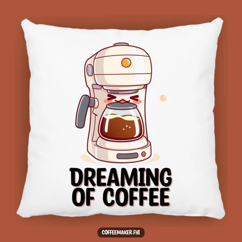 Funny Kawaii Coffee Maker Pillow: Cozy Up with a Winking Brewer, Perfect for Laughs!