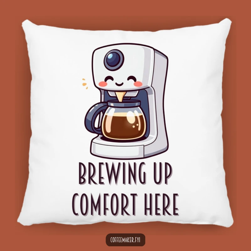 Funny Kawaii Coffee Maker Pillow: Enthusiastic Brewing for Cozy Comfort