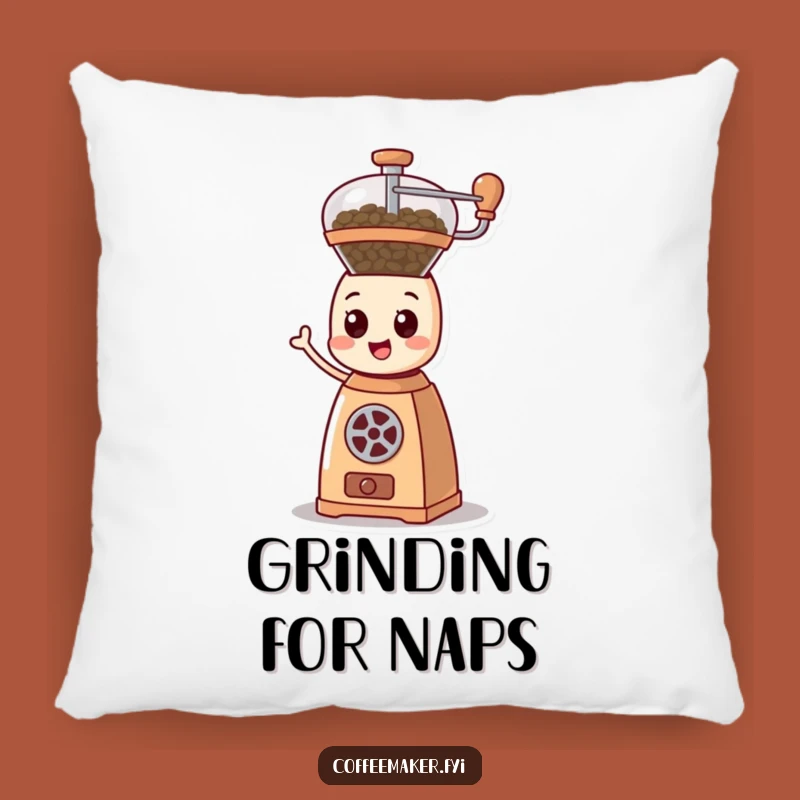Funny Spinning Coffee Grinder Pillow, Cozy and Energetic Accent for Coffee Lovers' Homes