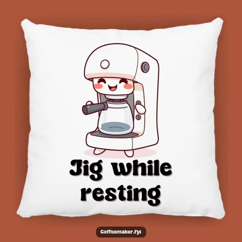 Funny Kawaii Coffee Maker Jig Pillow: Cuddle Up with a Dancing Brewer - Perfect Gift!