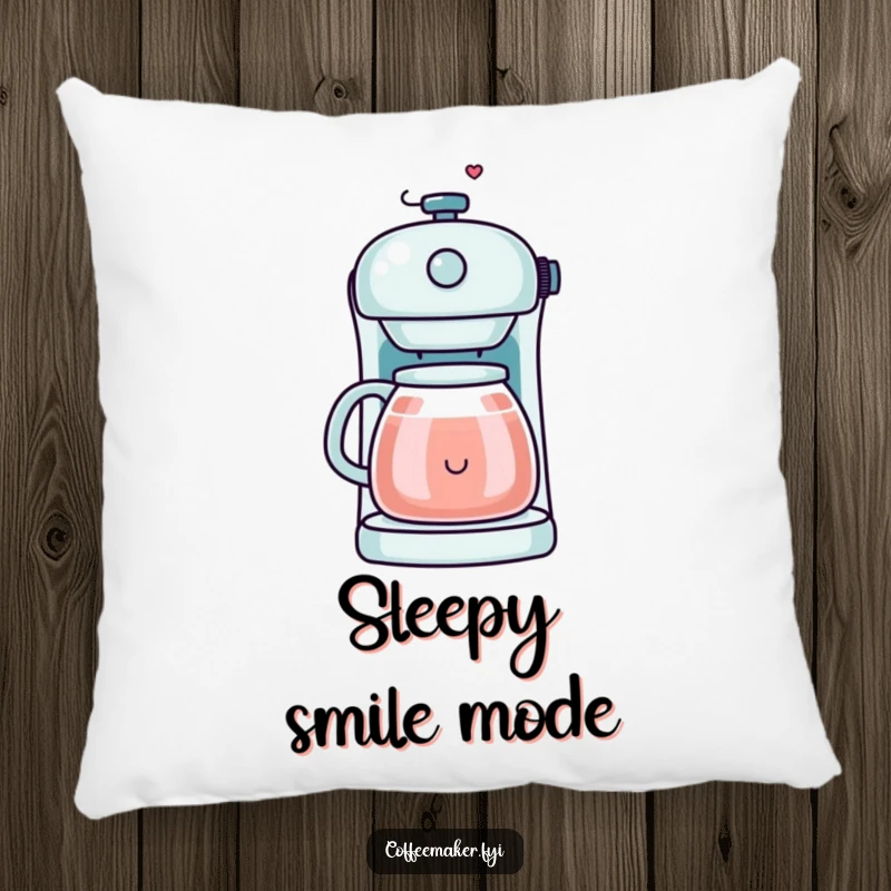 Funny Kawaii Coffee Maker Pillow featuring a smiley face made of steam, perfect for adding cozy comfort and cheerful vibes.