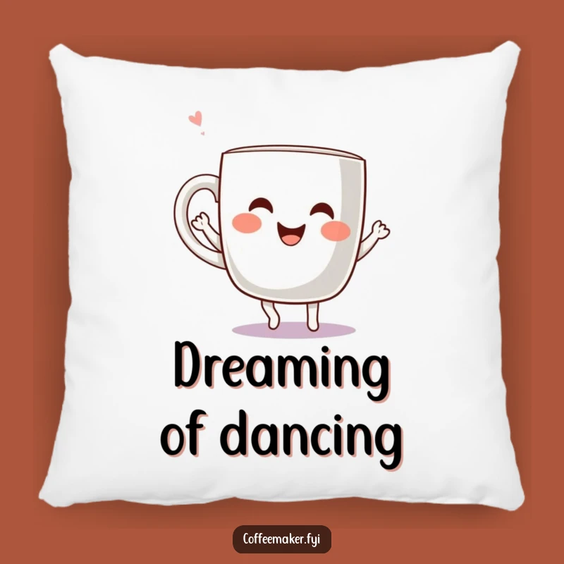 Soft Funny Kawaii Coffee Mug Pillow - Joyful Dance Comfort, Cozy Gift