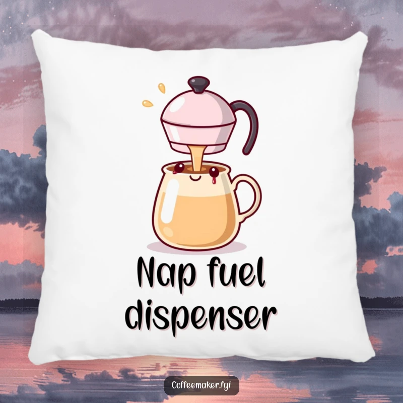 Funny Kawaii coffee pot pillow soft and comfy, pouring a delightful stream of happiness for ultimate relaxation.