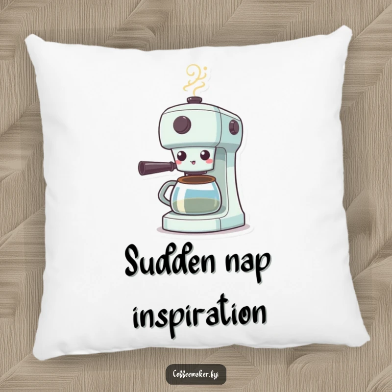 Funny Surprised Coffee Maker Pillow: Coffee machine shocked with steam puffing, providing comfort and a humorous surprised expression.