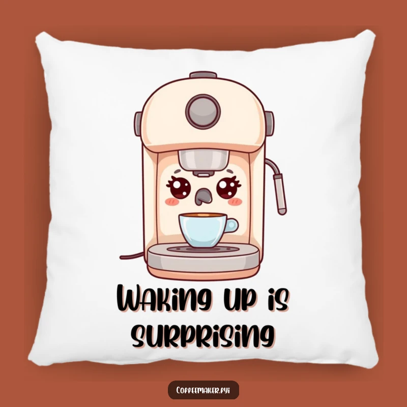 Cozy Funny Kawaii Espresso Machine Pillow - Surprised Comfort Gift