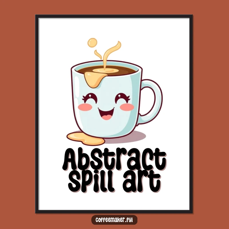 Funny Cute Coffee Mug Digital Art - Spilling Joyful Character