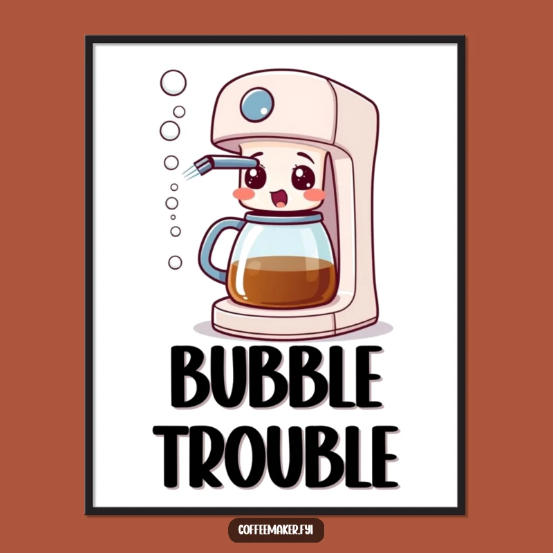Funny Surprised Coffee Maker Digital Art - Instant Whimsy and Bubbles
