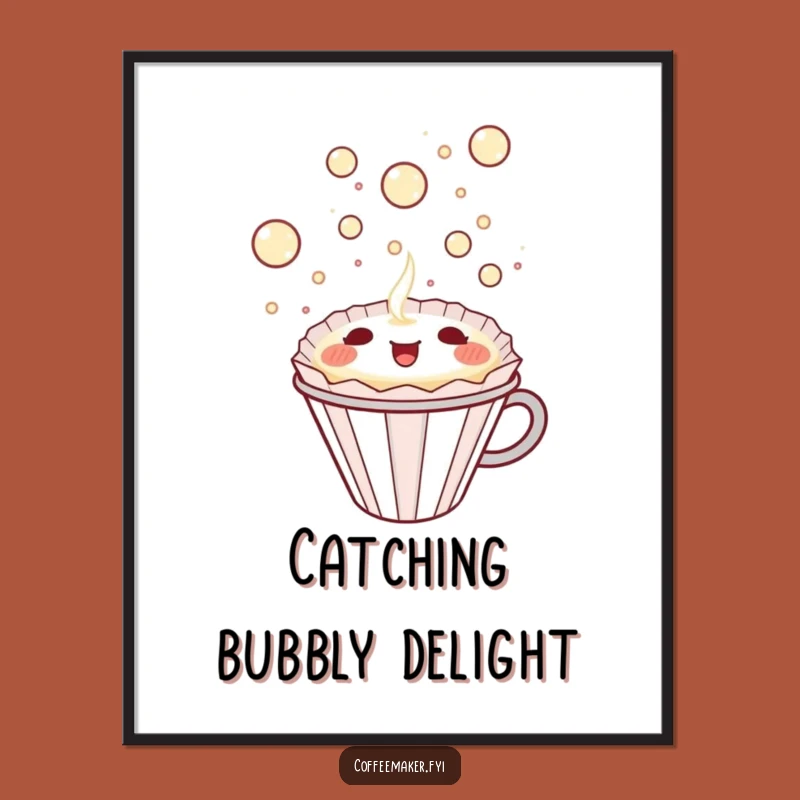 Downloadable Funny Kawaii Coffee Filter Art - Bubbly Decor