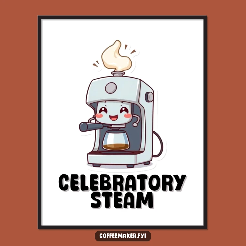 Funny Coffee Machine Digital Art - Celebratory Steam Instant Download Gift