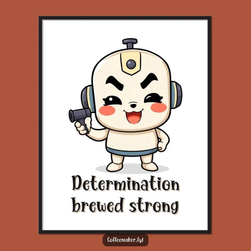 Funny Determined French Press Digital Art - Instant Motivated Decor