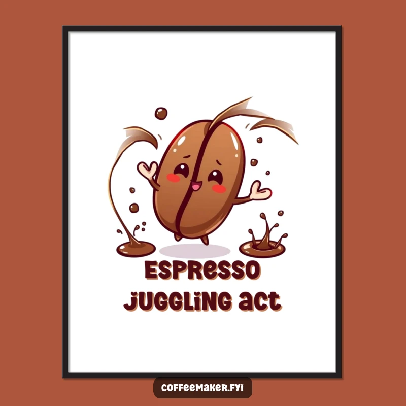 Funny Juggling Coffee Bean Digital Art: Instant Skill for Your Space