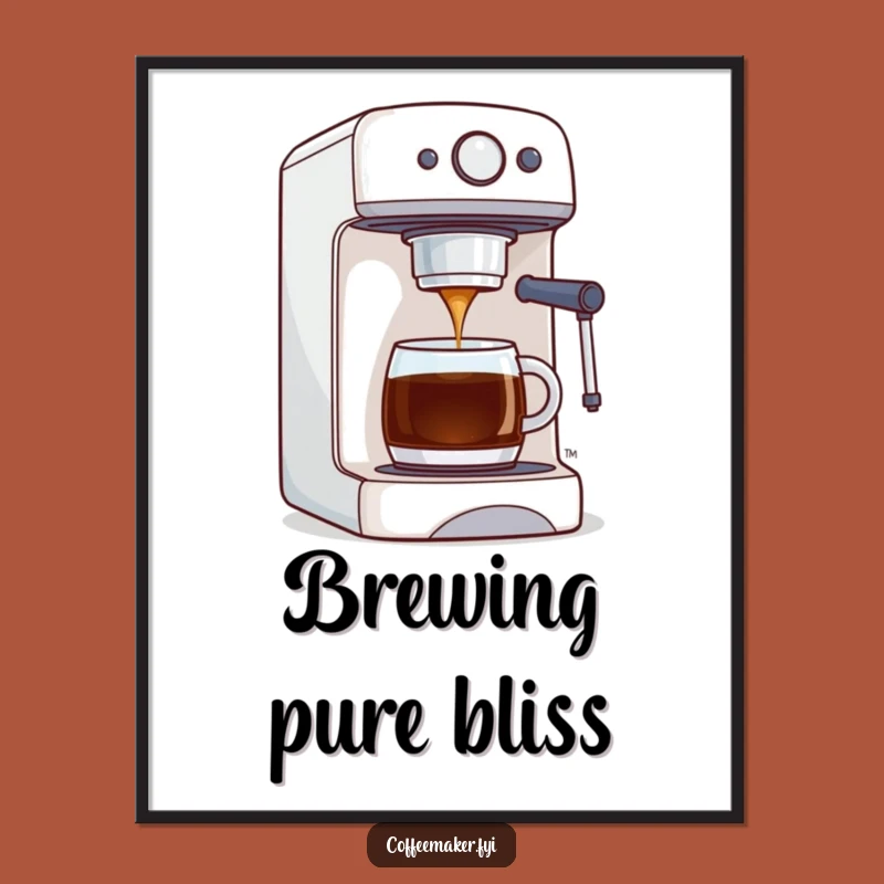 Funny Coffee Maker Digital Art Print: Perfect Brew Dispensing Art